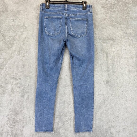 Uniqlo Jeans Womens 27 Blue Skinny Tapered Ultra Stretch Distressed Raw Hem - Picture 8 of 12